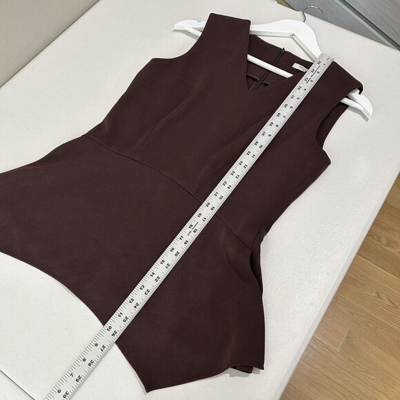 MM.Lafleur Top Womens 4 Brown Ada Twill Peplum Blouse Asymmetric Tank Minimalist - Picture 9 of 11